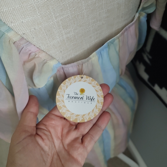 💐NWT Andree by Unit Pastel Rainbow Midi Flowy Sleeve Dress, Medium - Picture 6 of 9